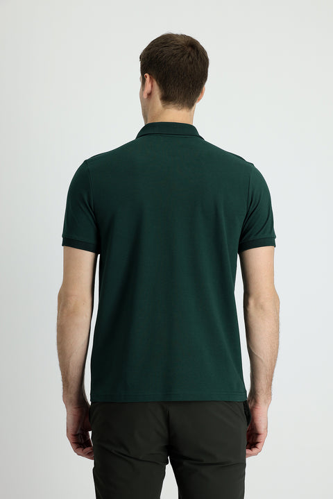 Koyu Yeşil Polo Yaka Regular Fit Pamuk Tişört