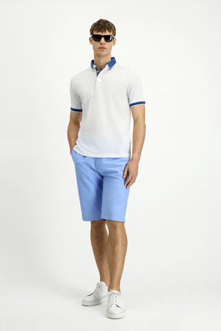  Beyaz Polo Yaka Regular Fit Desenli Pamuklu Tişört