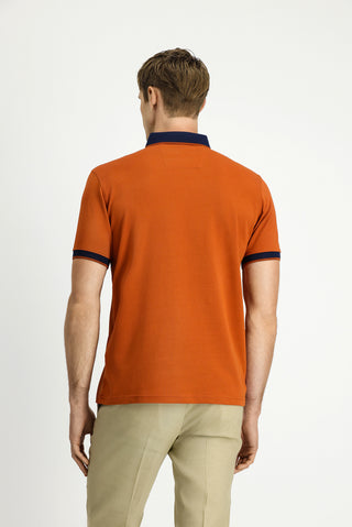  Kiremit Polo Yaka Regular Fit Desenli Pamuklu Tişört