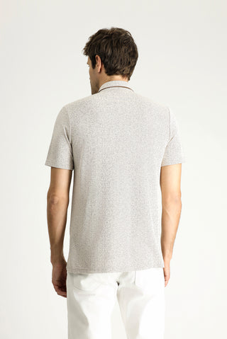  Açık Bej Polo Yaka Regular Fit Desenli Tişört
