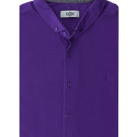 Purple Plus Size Polo Collar Cotton Shirt T-shirt