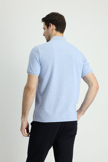 İndigo Polo Yaka Regular Fit Desenli Pamuklu Tişört