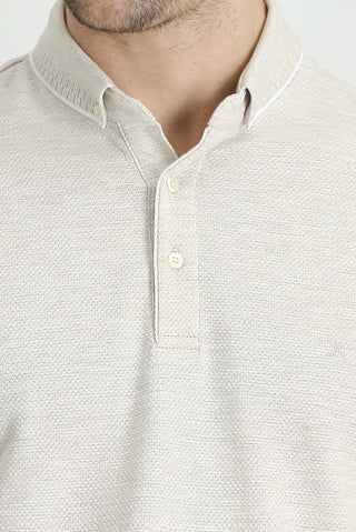  Orta Kahve Polo Yaka Regular Fit Desenli Pamuklu Tişört