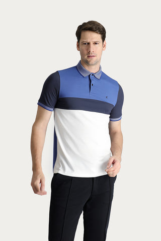  Koyu Havacı Polo Yaka Regular Fit Desenli Pamuklu Tişört