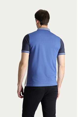  Koyu Havacı Polo Yaka Regular Fit Desenli Pamuklu Tişört