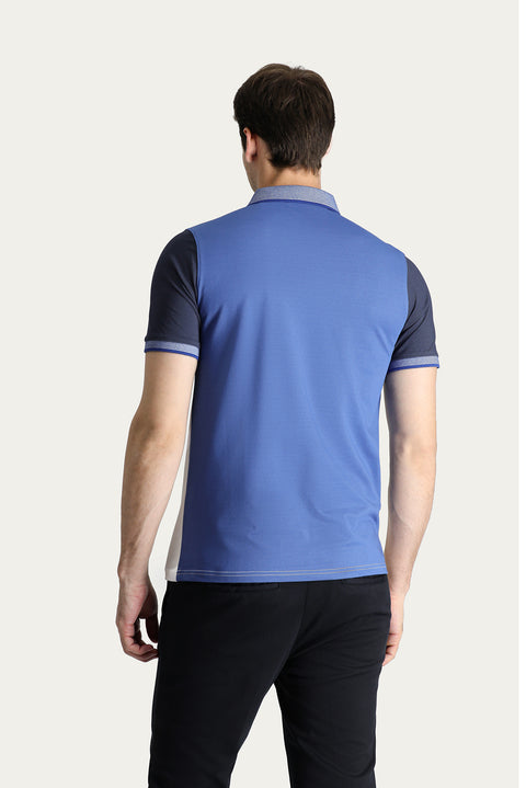 Koyu Havacı Polo Yaka Regular Fit Desenli Pamuklu Tişört