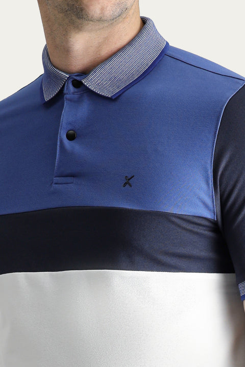 Koyu Havacı Polo Yaka Regular Fit Desenli Pamuklu Tişört