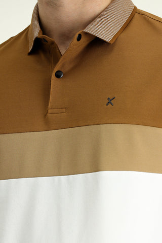  Koyu Vizon Polo Yaka Regular Fit Desenli Pamuklu Tişört