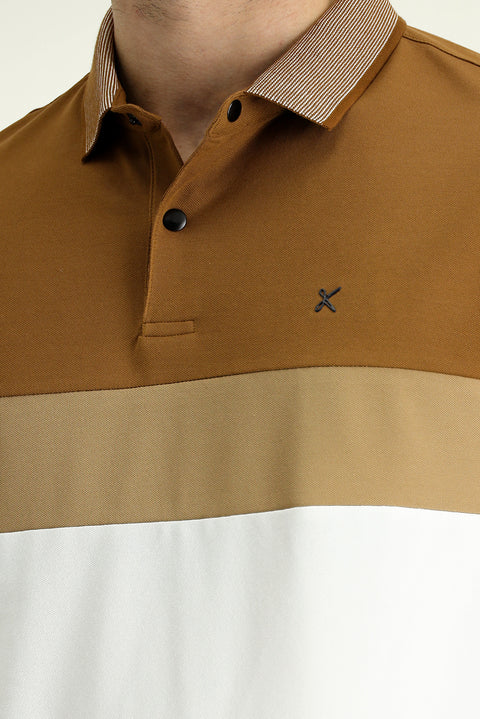 Koyu Vizon Polo Yaka Regular Fit Desenli Pamuklu Tişört