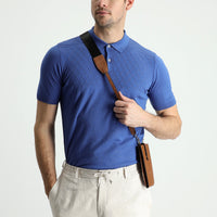 Koyu Havacı Polo Yaka Regular Fit Desenli Pamuklu Tişört