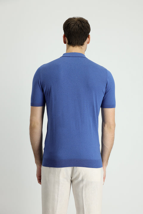 Koyu Havacı Polo Yaka Regular Fit Desenli Pamuklu Tişört