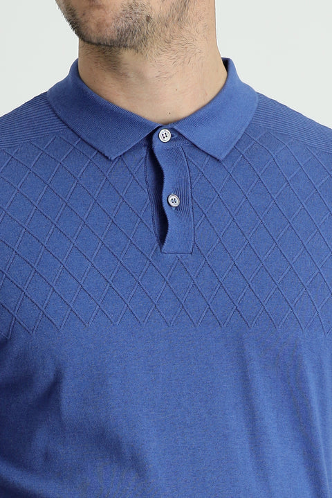 Koyu Havacı Polo Yaka Regular Fit Desenli Pamuklu Tişört