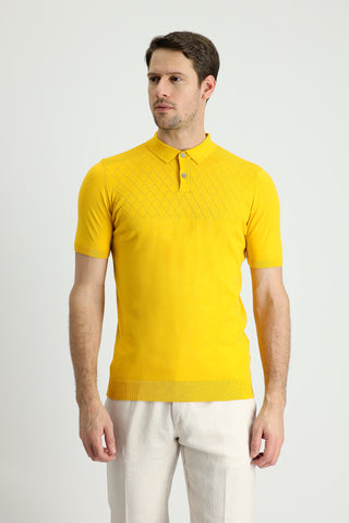  Hardal Polo Yaka Regular Fit Desenli Tişört