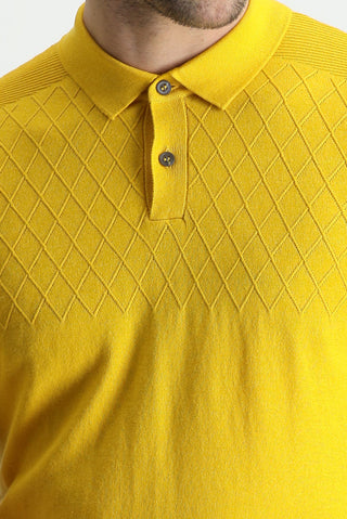  Hardal Polo Yaka Regular Fit Desenli Tişört