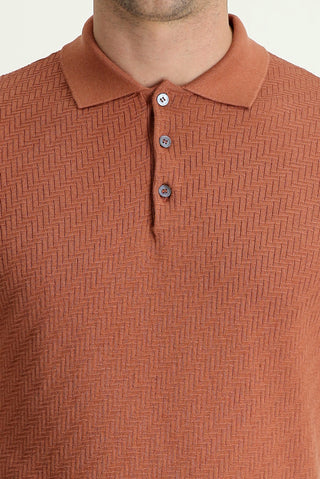  Kiremit Polo Yaka Regular Fit Desenli Tişört