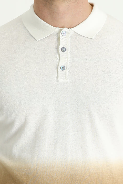 Koyu Vizon Polo Yaka Regular Fit Desenli Pamuklu Tişört