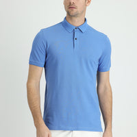 Havacı Mavi Polo Yaka Slim Fit Dar Kesim Pamuk Tişört