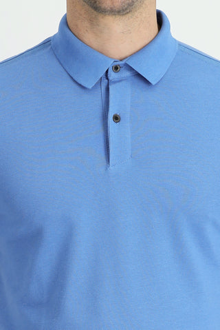  Havacı Mavi Polo Yaka Slim Fit Dar Kesim Pamuk Tişört