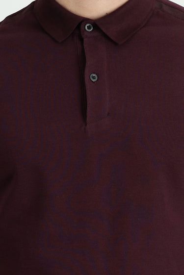  Koyu Bordo Polo Yaka Slim Fit Dar Kesim Pamuk Tişört