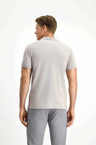  Orta Gri Polo Yaka Slim Fit Nakışlı %100 Pamuk Tişört