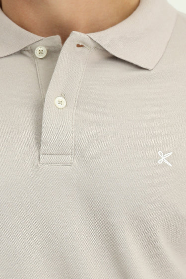 Orta Gri Polo Yaka Slim Fit Dar Kesim Nakışlı Pamuk Tişört