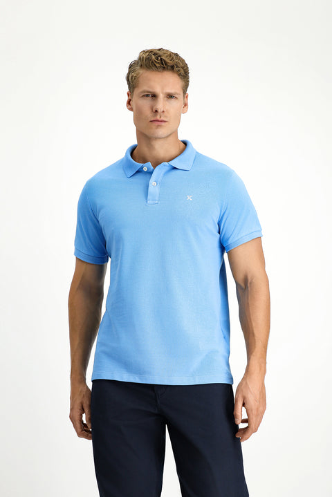 Koyu Mavi  Polo Yaka Slim Fit Nakışlı %100 Pamuk Tişört