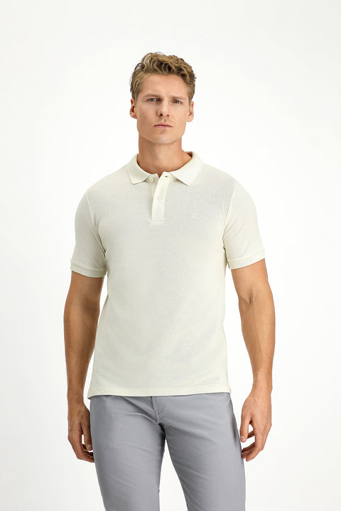 Taş Polo Yaka Slim Fit Nakışlı %100 Pamuk Tişört