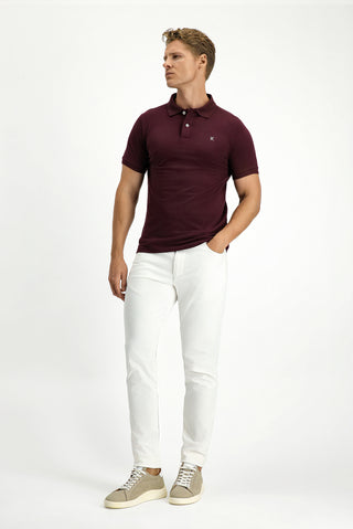  Koyu Bordo Polo Yaka Slim Fit Nakışlı %100 Pamuk Tişört