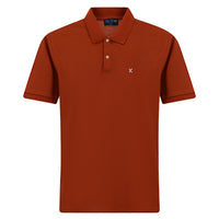 Kiremit Polo Yaka Slim Fit Dar Kesim Nakışlı Pamuk Tişört