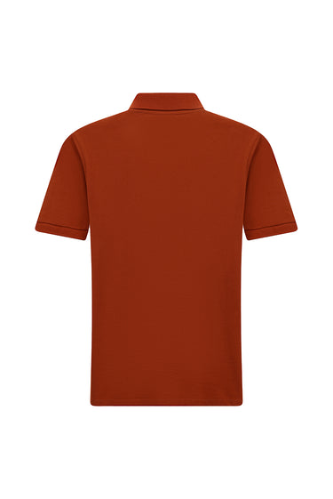  Kiremit Polo Yaka Slim Fit Dar Kesim Nakışlı Pamuk Tişört