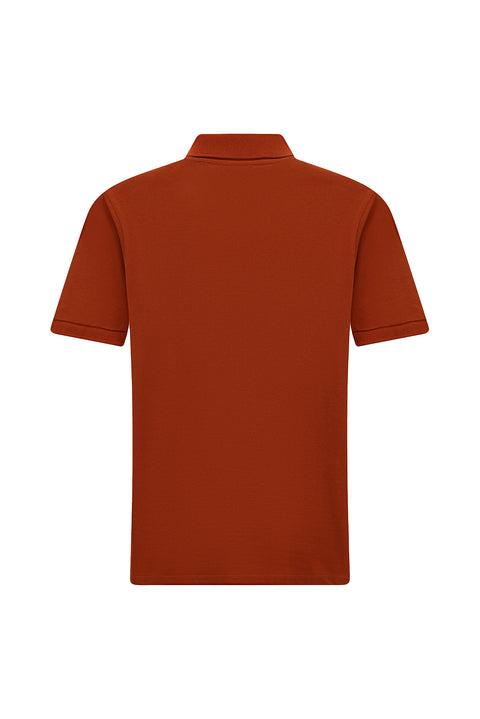 Kiremit Polo Yaka Slim Fit Nakışlı %100 Pamuk Tişört