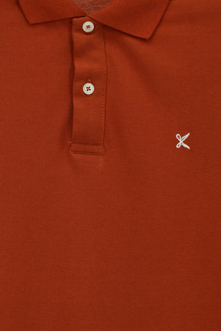  Kiremit Polo Yaka Slim Fit Nakışlı %100 Pamuk Tişört