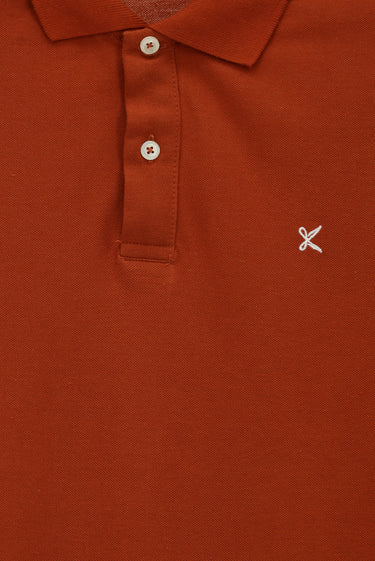  Kiremit Polo Yaka Slim Fit Dar Kesim Nakışlı Pamuk Tişört