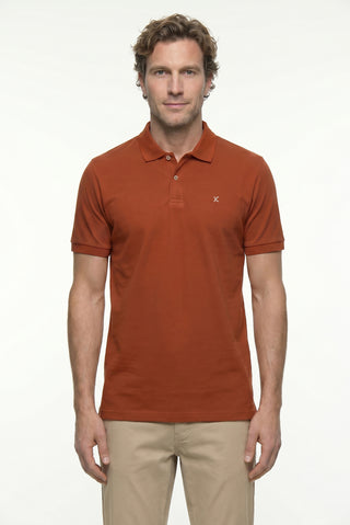  Kiremit Polo Yaka Slim Fit Nakışlı %100 Pamuk Tişört
