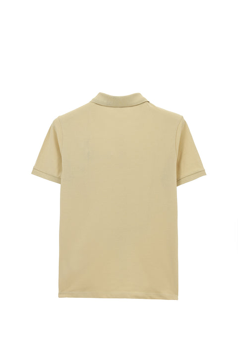 Orta Vizon Polo Yaka Slim Fit Nakışlı %100 Pamuk Tişört