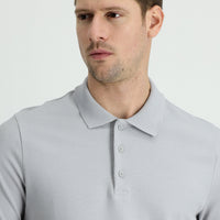 Orta Gri Polo Yaka Slim Fit Dar Kesim Pamuk Tişört