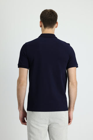  Siyah Lacivert Polo Yaka Slim Fit Dar Kesim Pamuk Tişört