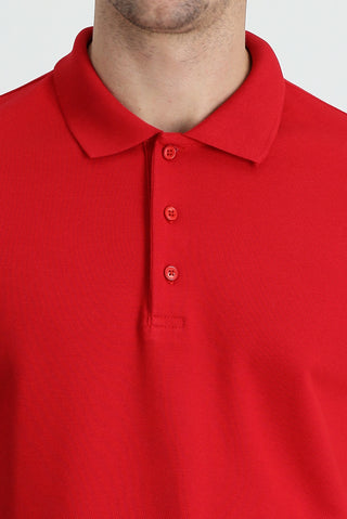  Bayrak Kırmızı Polo Yaka Slim Fit Dar Kesim Pamuk Tişört