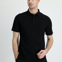 Siyah Polo Yaka Slim Fit Dar Kesim Pamuk Tişört