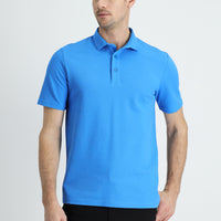 Su Mavisi Polo Yaka Slim Fit Dar Kesim Pamuk Tişört