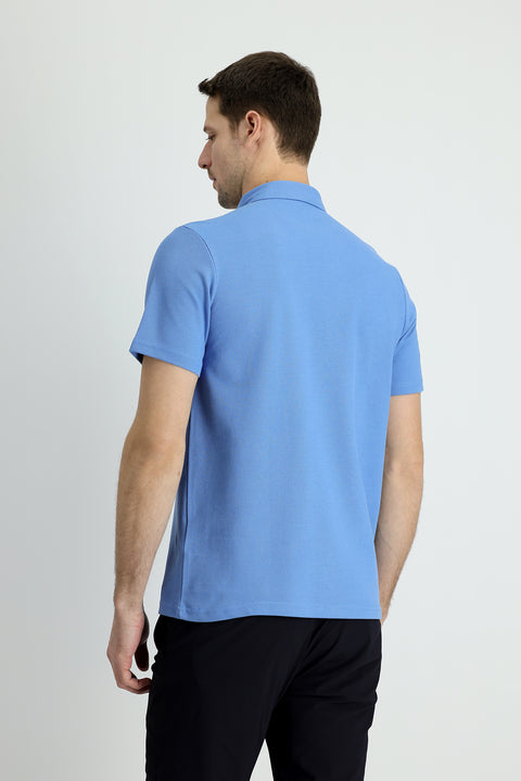 Havacı Mavi Polo Yaka Slim Fit Dar Kesim Pamuk Tişört