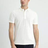 Kırık Beyaz Polo Yaka Slim Fit Dar Kesim Pamuk Tişört