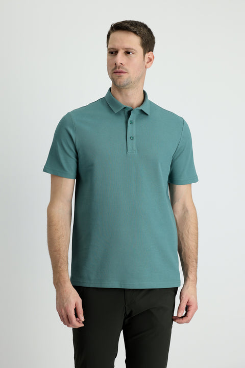 Küf Yeşili Polo Yaka Slim Fit Dar Kesim Pamuk Tişört