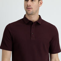 Koyu Bordo Polo Yaka Slim Fit Dar Kesim Pamuk Tişört