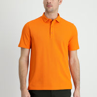 Orta Turuncu Polo Yaka Slim Fit Dar Kesim Pamuk Tişört