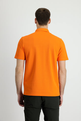  Orta Turuncu Polo Yaka Slim Fit Dar Kesim Pamuk Tişört