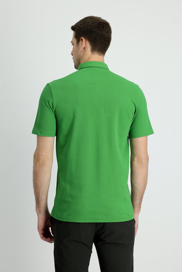 Çimen Yeşili Polo Yaka Slim Fit Dar Kesim Pamuk Tişört