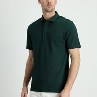 Koyu Yeşil Polo Yaka Slim Fit Dar Kesim Pamuk Tişört