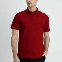 Koyu Kırmızı Polo Yaka Slim Fit Dar Kesim Pamuk Tişört