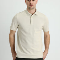 Açık Vizon Polo Yaka Slim Fit Dar Kesim Pamuk Tişört